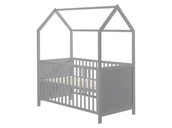 Łóżeczka i kojce - Roba Łóżko domek 70x140 z regulacją wysokości Taupe 70x140 - miniaturka - grafika 1
