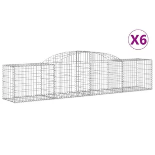 vidaXL Kosze gabionowe, 6 szt., 300x50x60/80 cm, galwanizowane żelazo - Ogrodzenia - miniaturka - grafika 3