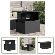 Stoły ogrodowe - The Living Store Stół ogrodowy ze szklanym blatem - czarny - 100x55x73 cm - Stół Ogrodowy - miniaturka - grafika 1