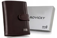 Portfele - Skórzany portfel na karty z eleganckimi przeszyciami - Rovicky - miniaturka - grafika 1