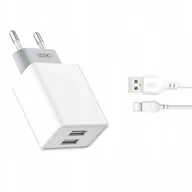 Ładowarki do telefonów - XO Ładowarka Sieciowa L65 + Kabel Typ-c 2USB 2,4A - miniaturka - grafika 1