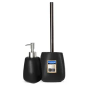 Akcesoria łazienkowe - Zestaw dozownik na mydło + szczotka WC, czarny - miniaturka - grafika 1