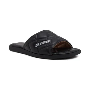 Love Moschino Skórzane klapki - Klapki i japonki damskie - miniaturka - grafika 1