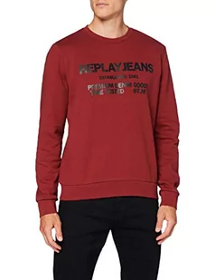 Replay Bluza męska, 352 Dark Red, XXL - Bluzy męskie - miniaturka - grafika 1