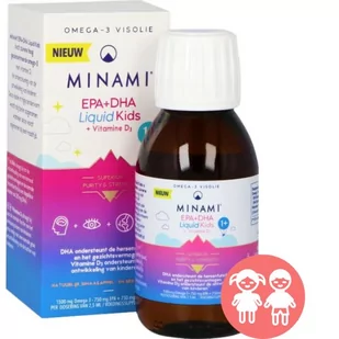 Minami - DHA+EPA Kids + Witamin D3, Natural Orange & Berry, Płyn, 100 ml - Witaminy i minerały - miniaturka - grafika 1