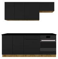 Meble kuchenne - Komplet mebli kuchennych dąb artisan + czarny K4-G76 - miniaturka - grafika 1