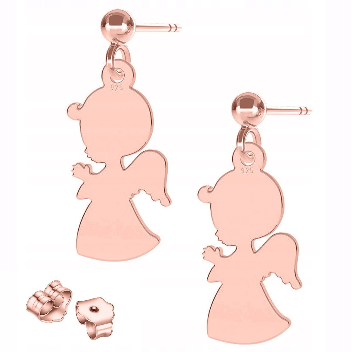 Kolczyki Pozłacane Anioły Aniołki Chłopiec Angel Aniołek Stróż SREBRO 925