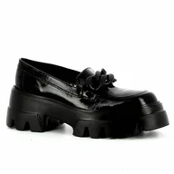 Mokasyny damskie - Czarne lakierowane mokasyny na grubej podeszwie CARINII roz40 - Carinii - miniaturka - grafika 1