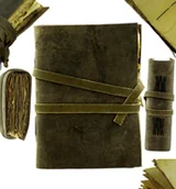 Planery - DZIENNIK NOTES ZIELONY POSTARZANY VINTAGE SKÓRZANY 15x20cm RĘCZNIE ROBIONY - miniaturka - grafika 1