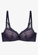 Biustonosze - Granatowo-Różowy Biustonosz Koronkowy z Efektem Push-Up Donantia - miniaturka - grafika 1