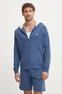 BOSS bluza lounge kolor niebieski z kapturem gładka - Bluzy męskie - miniaturka - grafika 1