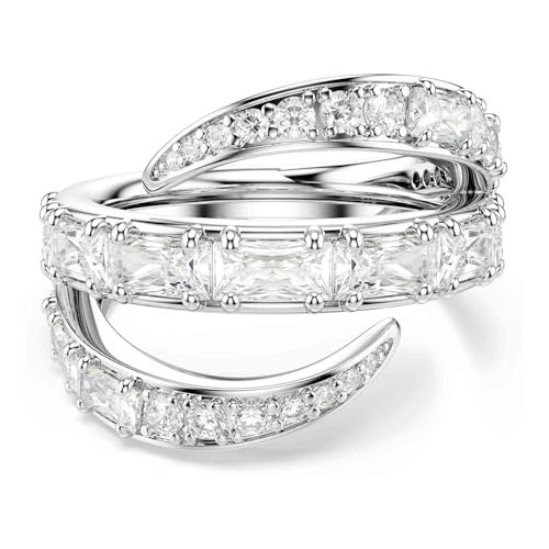 Swarovski Vienna Pierścionek, Szlify Mieszane, Łabędź, Biały, Powlekany Rodem