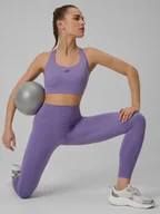 Bielizna sportowa damska - 4F Biustonosz treningowy ze średnim wsparciem damski - fioletowy S - miniaturka - grafika 1