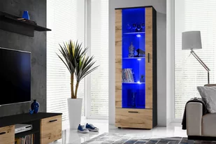 Witryna / Blue LED / CZARNA / Biała / Dąb WOTAN - Witryny Witryna / Blue LED / CZARNA / Biała / Dąb WOTAN - Witryny - miniaturka - grafika 1