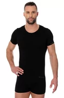 Koszulki sportowe męskie - Koszulka męska bawełniana Brubeck Comfort Cotton SS00990A czarny - miniaturka - grafika 1