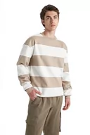 Bluzy męskie - DeFacto Bluza męska, beżowy, S - miniaturka - grafika 1