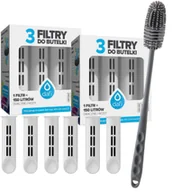 Wkłady filtrujące - Zestaw 6x Filtr do butelki Dafi Soft Solid biały/jasny szary + szczoteczka - miniaturka - grafika 1