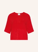 Swetry damskie - Ichi Dzianinowa Koszulka Ihcody Z Błyszczącą Przędzą rot - ICHI - miniaturka - grafika 1