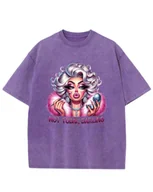 Koszulki i topy damskie - Koszulka oversize efekt sprania Diva Makeup Kobieta fioletowy M - miniaturka - grafika 1