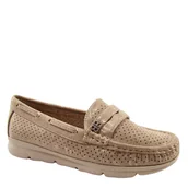 Mokasyny damskie - Vinceza 87973 damskie mokasyny ażurowe wiosenne beżowo złote - miniaturka - grafika 1