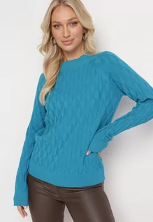 Swetry damskie - Granatowy Klasyczny Sweter z Golfem Nordda - grafika 1