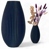 Wazony i flakony - Wazon nietłukący czarny 20cm ryflowany Nowoczesny wazon na sztuczne kwiaty - miniaturka - grafika 1