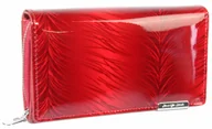 Portfele - Portfel Damski Skórzany JENNIFER JONES Skóra Licowa Duży Z Suwakiem Czerwony Lakierowany Wzór JJ5261-2 15,5 x 10 x 4 [cm] - miniaturka - grafika 1