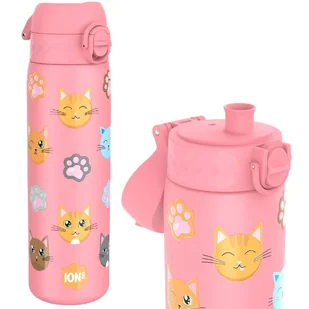 Ion8 Bidon Butelka Stalowa Stal Nierdzewna 600 ml Różowy Kotki - Plecaki szkolne i tornistry - miniaturka - grafika 1
