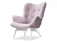 Fotele - Elegancki Fotel Z Guzikami Do Czytania Flori Liliowy - Białe Drewno - miniaturka - grafika 1