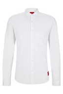 Koszule męskie - HUGO Męska koszula Ero3-W Extra Slim Fit z rozciągliwej bawełny z etykietą z logo, Open White199., M - miniaturka - grafika 1