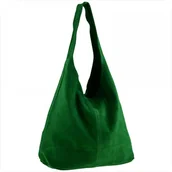 Plecaki worki - Torebka skórzana shopper worek kolor zielony trawka - miniaturka - grafika 1