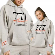 Bluzy damskie - Bluza Szara Damska Z Kapturem 777 Szczęście - Xl - miniaturka - grafika 1