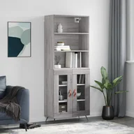 Witryny - vidaXL Witrynka szary dąb sonoma 69,5x34x180cm materiał drewnopochodny - miniaturka - grafika 1
