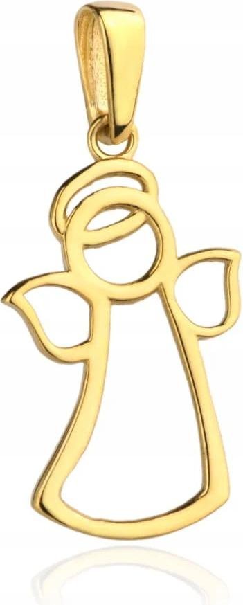 Zawieszka złota 585 wisiorek Aniołek ramka z aureola złoto 14k na prezent