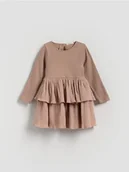 Sukienki i spódniczki dla dziewczynek - Reserved - Sukienka z falbankami - beżowy - miniaturka - grafika 1