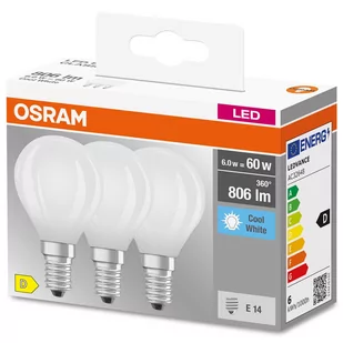 3PAK Żarówka LED E14 P45 5,5W = 60W 806lm 4000K Neutralna 300° Filament OSRAM BASE - Żarówki LED - miniaturka - grafika 1