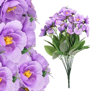 SZTUCZNE KWIATY LIŚCIE PEŁNY BUKIET DO WAZONU STROIKA 39CM OZDOBA FIOLETOWY - Sztuczne kwiaty - miniaturka - grafika 1