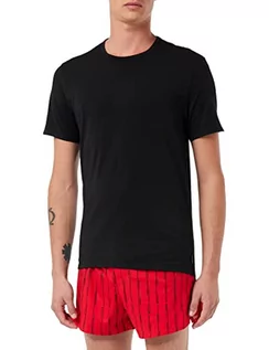 Koszulki męskie - Calvin Klein Męskie bokserki S/S zestaw piżamy, BLK TOP/Linear STRP Logo_Exact BTM, L, Blk Top/Linear Strp Logo_exact Btm, L - grafika 1