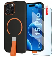 Etui i futerały do telefonów - Etui z Paskiem na palec Matowe CZARNE do iPhone 15 Prodo MagSafe +Szkło - miniaturka - grafika 1