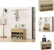 Szafki na buty - vidaXL Ławka na buty dąb sonoma 60x30x45 cm materiał drewnopochodny - Stojaki i szafki na buty - miniaturka - grafika 1