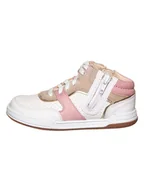 Buty dla dziewczynek - Clarks Skórzane sneakersy "Fawn Peak" w kolorze biało-beżowo-jasnoróżowym - miniaturka - grafika 1