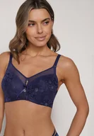 Biustonosze - Granatowy Biustonosz z Koronką i Transparentną Wstawką Heliphine - miniaturka - grafika 1