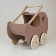 Wózki dla lalek - WÓZEK DLA LALEK budka brązowa z wyciętym serduszkiem - miniaturka - grafika 1