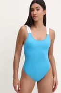 Stroje kąpielowe - Calvin Klein jednoczęściowy strój kąpielowy kolor niebieski lekko usztywniona miseczka - miniaturka - grafika 1