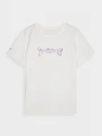 Koszulki sportowe damskie - Damski t-shirt z nadrukiem 4F 4FWAW24TTSHF1703 - biały - miniaturka - grafika 1
