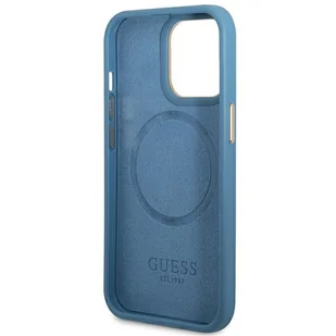 Guess GUHMP14LU4GPRB iPhone 14 Pro 6.1" niebieski/blue hard case 4G Logo Plate MagSafe - Etui i futerały do telefonów - miniaturka - grafika 7