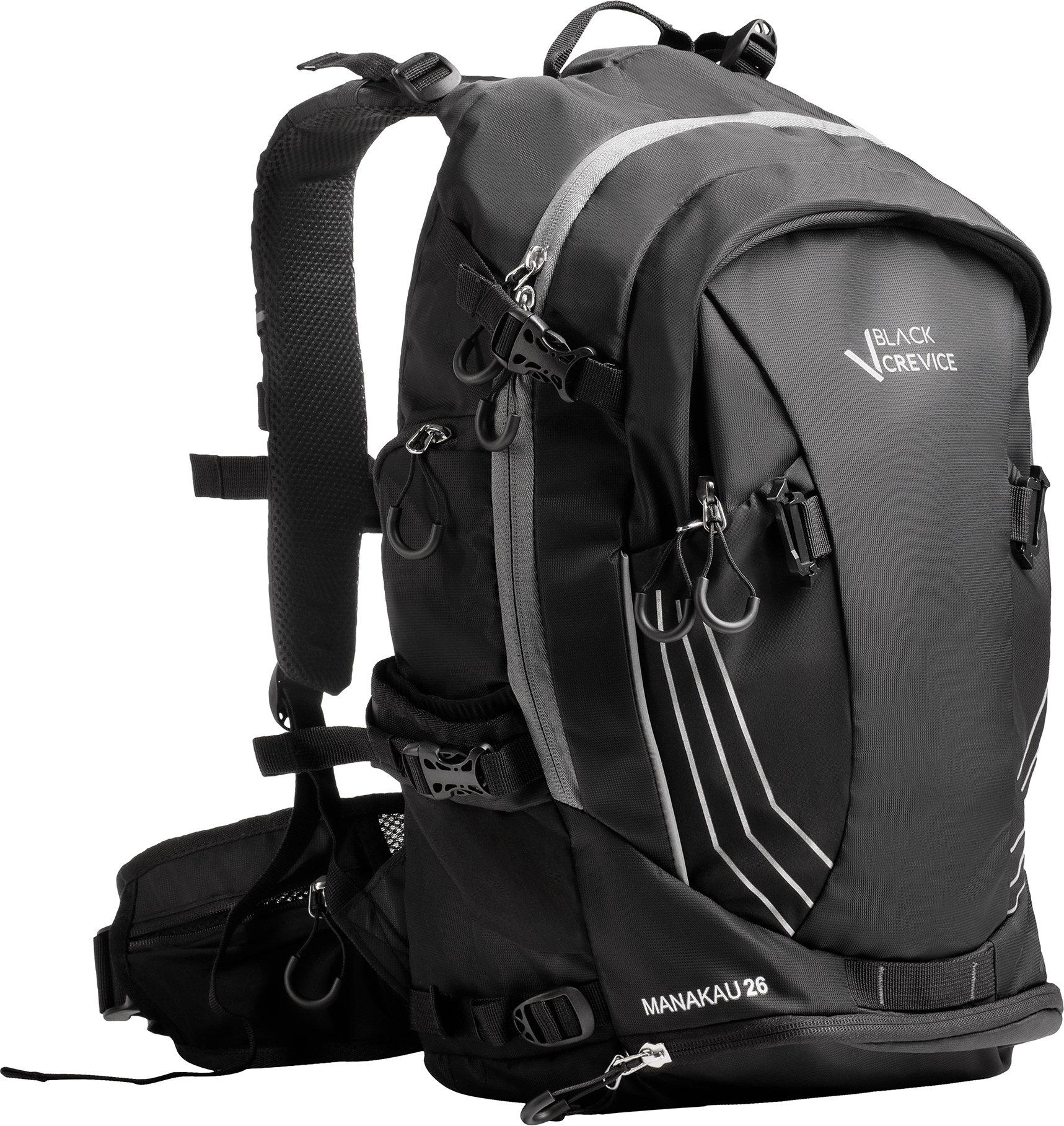 BLACK CREVICE - Plecak turystyczny i rowerowy MANAKAU 26 litrów z pokrowcem przeciwdeszczowym Czarny
