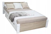 Łóżka - Łóżko 3D 120x200 białe dąb sonoma stelaż masywne - miniaturka - grafika 1