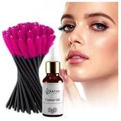 Zestawy kosmetyków damskich - Olejek rycynowy na brwi i rzęsy Natur Planet 30ml + szczoteczki 50sztuk - ZESTAW - miniaturka - grafika 1