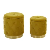 Taborety i hokery - Beliani Zestaw 2 pufów z pojemnikiem musztardowy PUEBLO - miniaturka - grafika 1